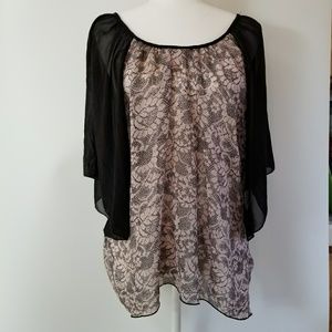 Gold Glam Large Black Pink Snake Skin Flouncy Blou